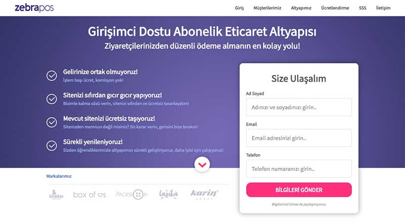 Odağına girişimleri alan abonelik e-ticaret altyapısı: Zebrapos