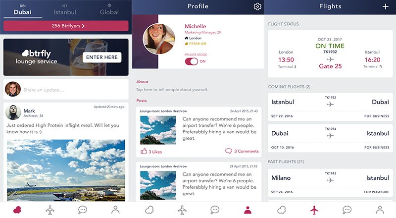 Uçakla yolculuk yapacak kişilerin oluşturdukları sanal bekleme salonu: btrfly