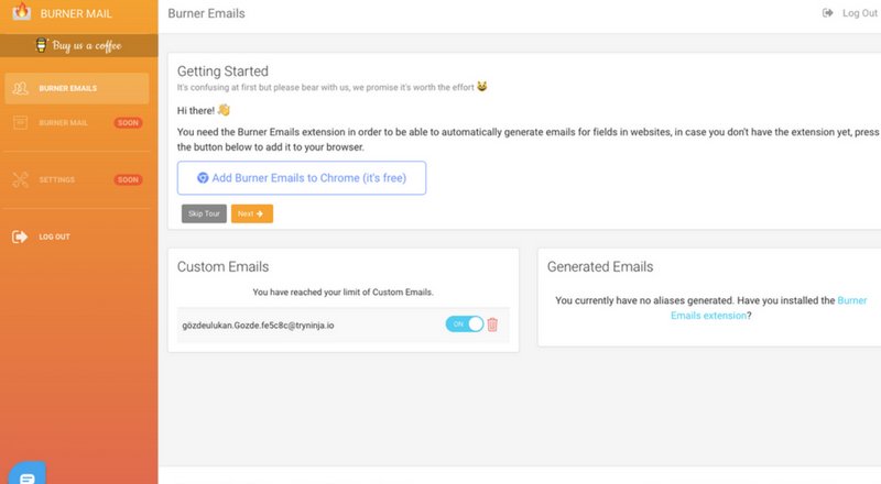 Kişisel hesabınızı istenmeyen e-postalardan koruyan eklenti: Burner Emails