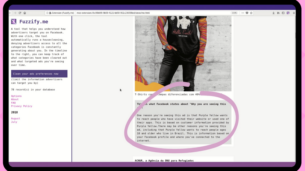 Fuzzify.me reklamcıların Facebook'ta sizi nasıl hedeflediğini gösteriyor