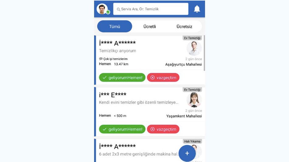 Hizmet sunan ve hizmet talep eden kullanıcıları buluşturan girişim: gelHemen