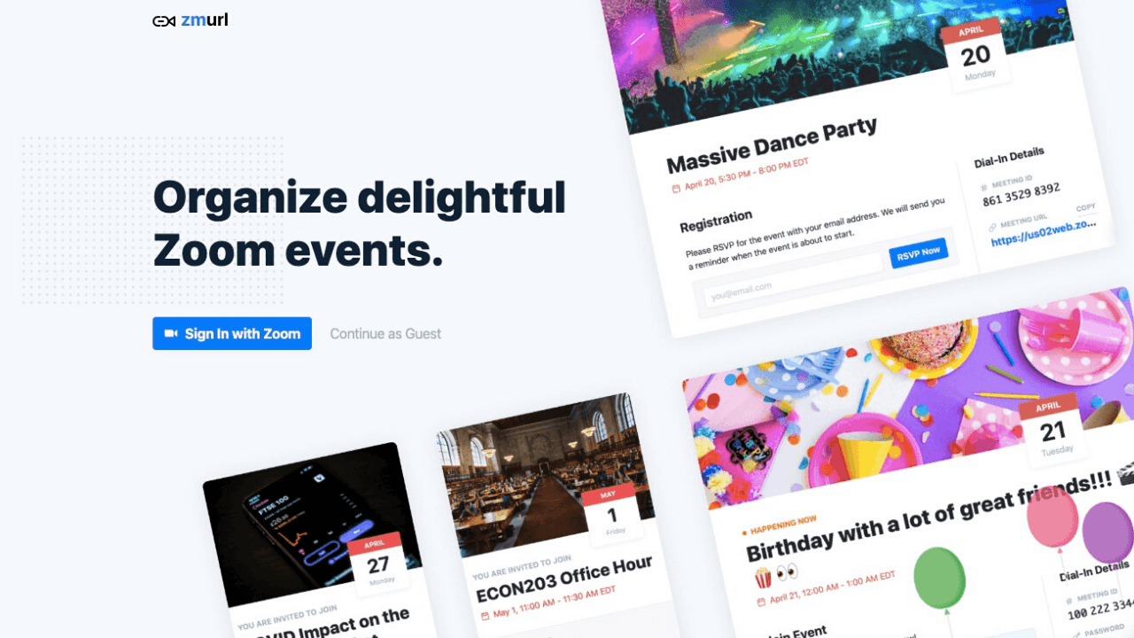 Zoom etkinlikleriniz için sayfa yaratma aracı: ZmURL
