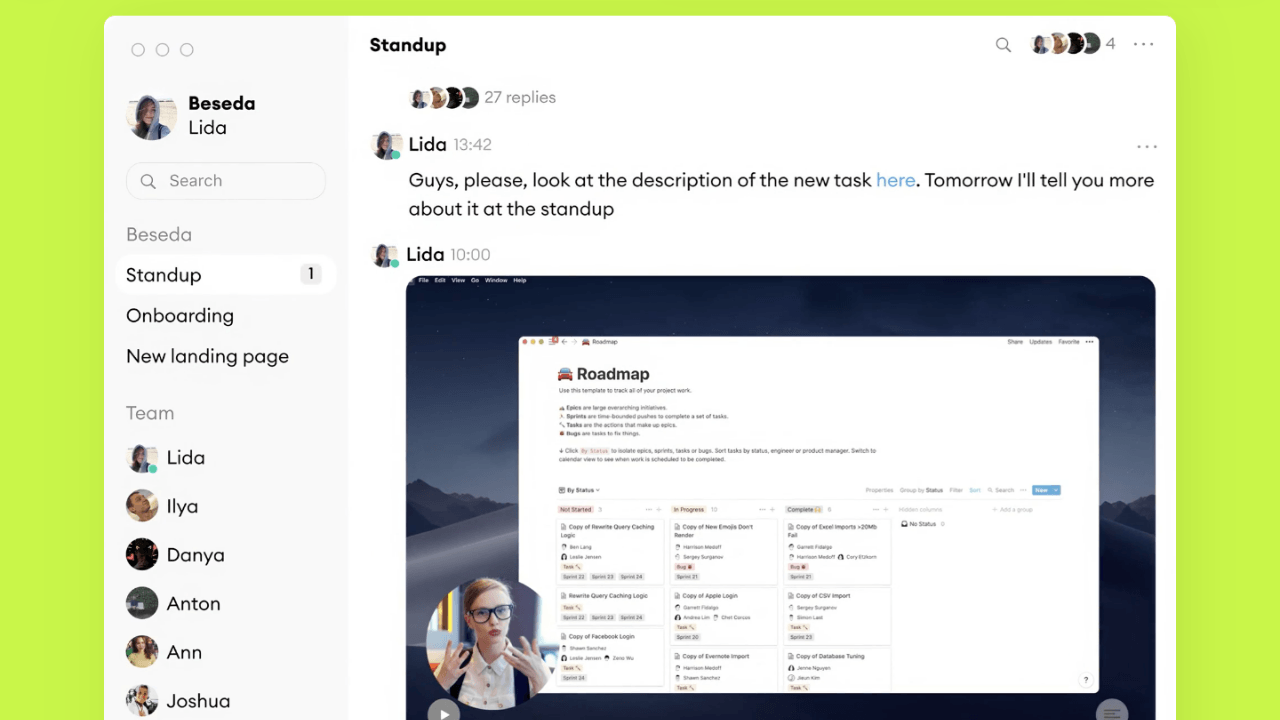 Uzaktan çalışan ekipler için eş zamansız sesli ve görsel iletişim platformu: Beseda