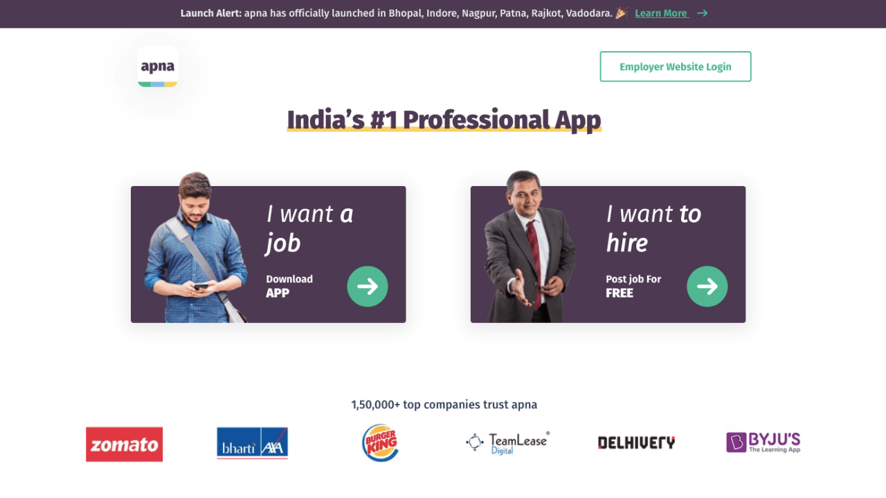 Mavi ve gri yakalı çalışanların iş bulmasına yardımcı olan Apna, 100 milyon dolar yatırım aldı