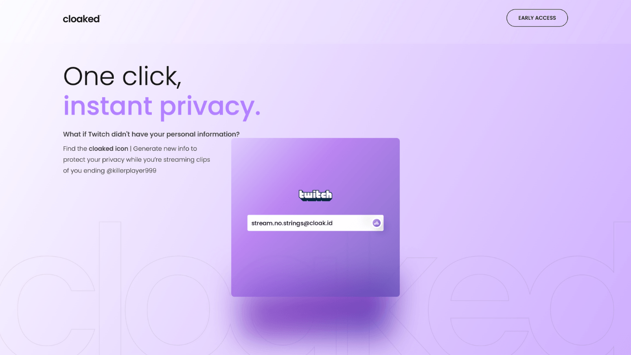 Yaratılan kimliklerle kişisel verilerin gerçek zamanlı olarak kontrol edilmesini sağlayan girişim: Cloaked