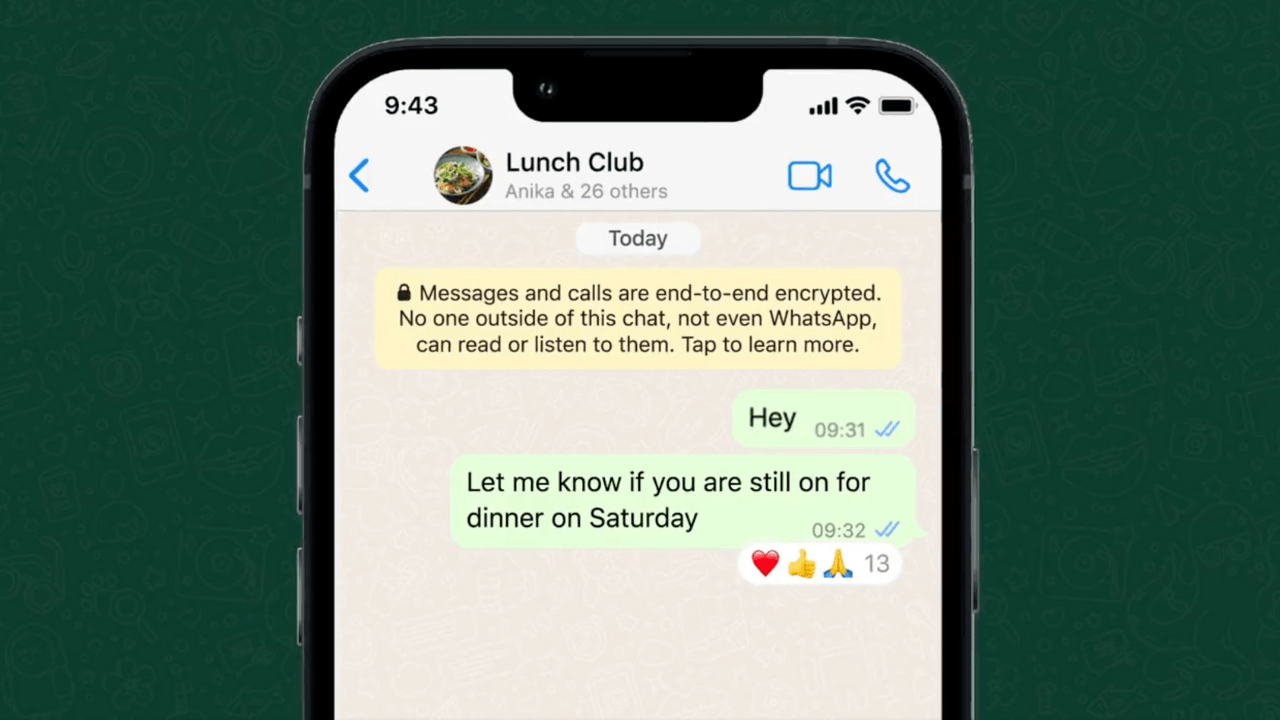 Kısa bir süre sonra, WhatsApp mesajlarına emojilerle ifade bırakılabilecek