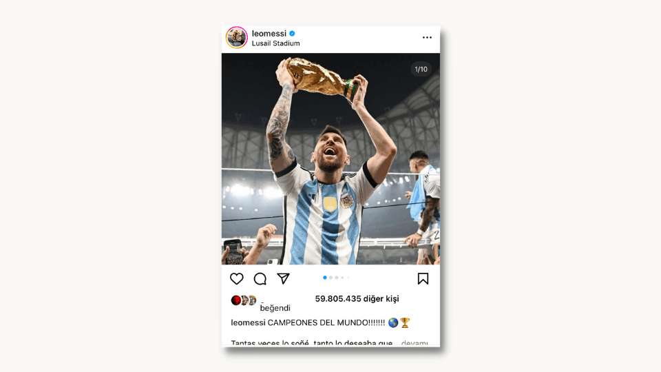 Lionel Messi'nin zafer fotoğrafı Instagram'ın en beğenilen fotoğrafı unvanını kazandı