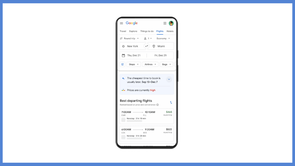 Google Flights, ucuz rezervasyon yaptırmak için en uygun zamanları gösterecek