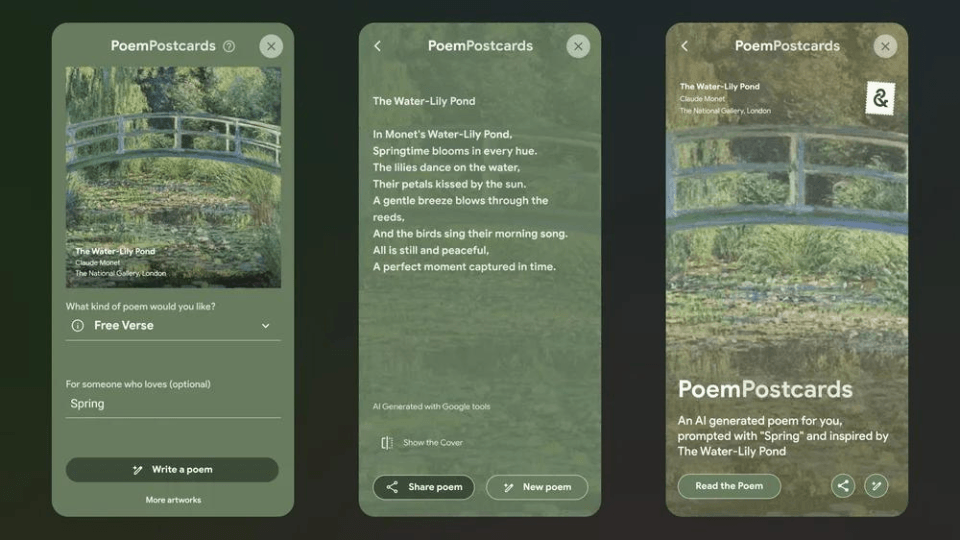 Google Arts & Culture uygulaması, yapay zeka ile Şiir Kartpostalları oluşturacak