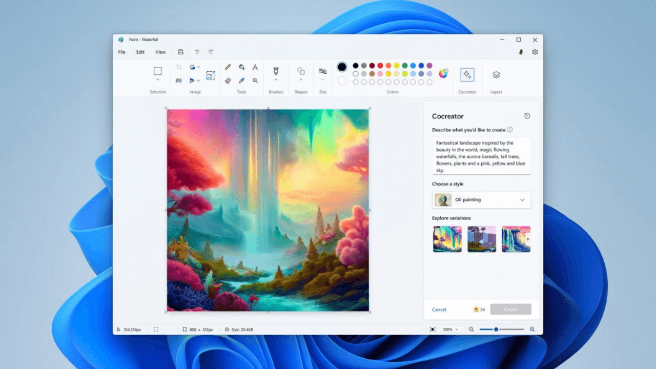 Microsoft Paint'in yapay zeka destekli görsel üreticisi: Cocreator