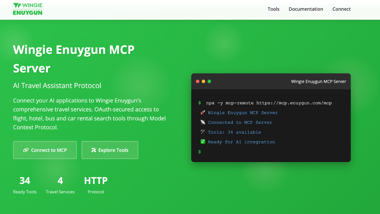 Yapay zeka destekli seyahat deneyimi: ENUYGUN.com'un seyahat MCP Sunucusu