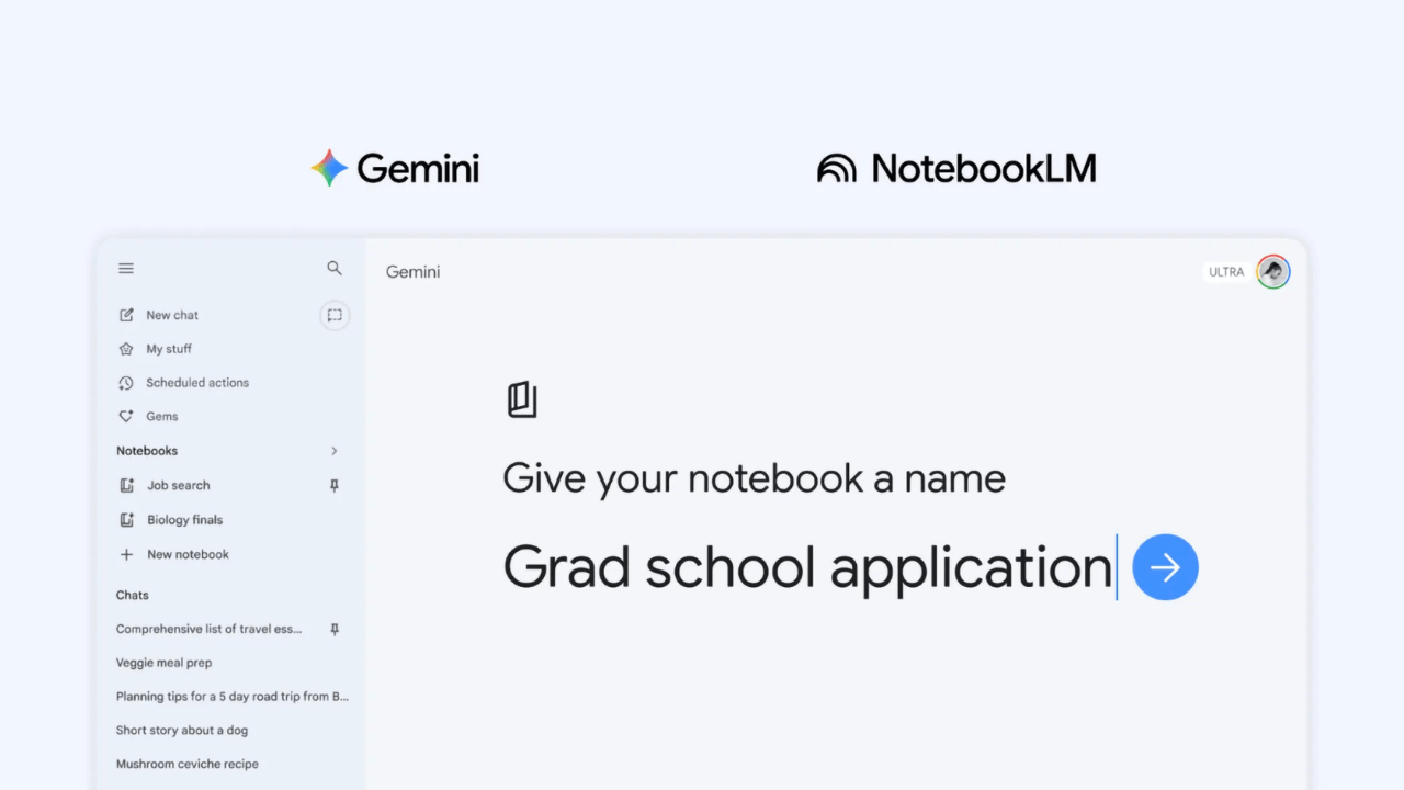 Google, Gemini'a NotebookLM entegrasyonlu Notebooks özelliğini ekledi
